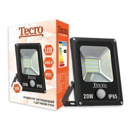Світлодіодний прожектор Tecro TL-FL-20B-PR 20W 6400K з датчиком руху