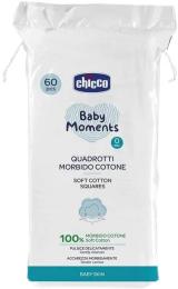 Серветки мякі бавовняні Chicco Baby Moments 60 шт (10609.00)