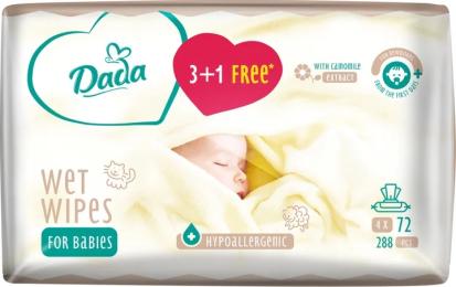 Дитячі вологі серветки Dada 3+1 з екстрактом ромашки (4 х 72 шт.) (4820174980863)