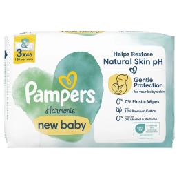 Дитячі вологі серветки Pampers Harmonie New baby 3 пачки х 46 шт (8700216201025)