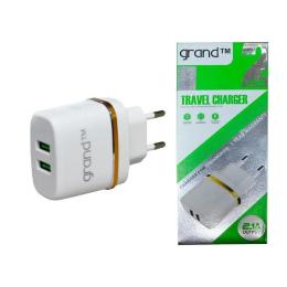 Адаптер мережевий універсальний 2xUSB 2.1А GH-C02 Grand White