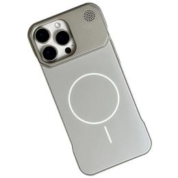 Чохол-накладка Infinity Metal Fameless case Glass MagSafe iPhone 15 Pro Gray
