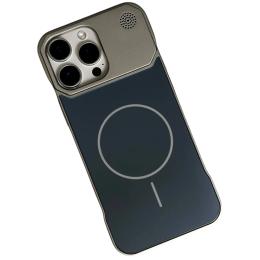 Чохол-накладка Infinity Metal Fameless case Glass MagSafe iPhone 15 Pro Dark Gray