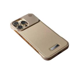 Чохол-накладка Infinity Metal Frameless case Leather MagSafe iPhone 15 Pro Beige
