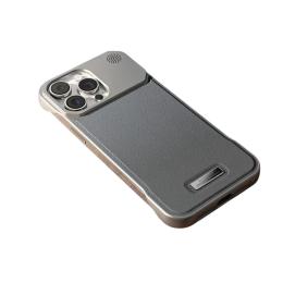Чохол-накладка Infinity Metal Frameless case Leather MagSafe iPhone 15 Pro Gray
