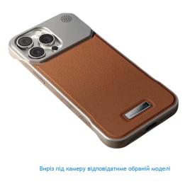 Чохол-накладка Infinity Metal Frameless case Leather MagSafe iPhone 16 Brown