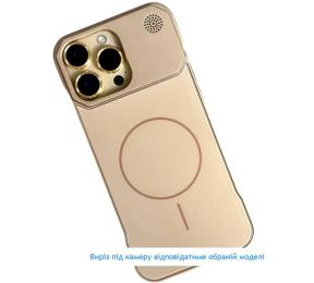 Чохол-накладка Infinity Metal Fameless case Glass MagSafe iPhone 16 Beige