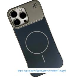 Чохол-накладка Infinity Metal Fameless case Glass MagSafe iPhone 16 Dark Gray