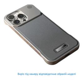 Чохол-накладка Infinity Metal Frameless case Leather MagSafe iPhone 16 Gray