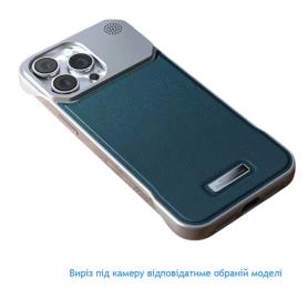 Чохол-накладка Infinity Metal Frameless case Leather MagSafe iPhone 16 Blue