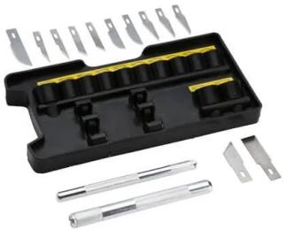 Ніж Stanley набір скальпелів, 12 лез, 2 рукоятки, кейс.