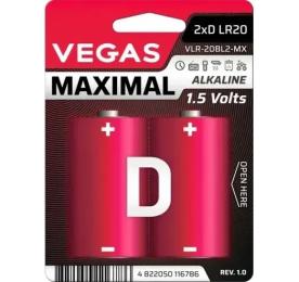 Батарейка Vegas Maximal Alkaline D Red 2 шт (VLR-20BL2-MX)