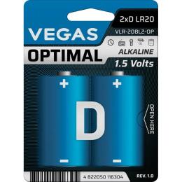 Батарейка Vegas Optimal Alkaline D Blue 2 шт (VLR-20BL2-OP)