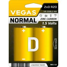 Батарейка Vegas Normal ZnCa D Yellow 2 шт (VR-20BL2-NR)