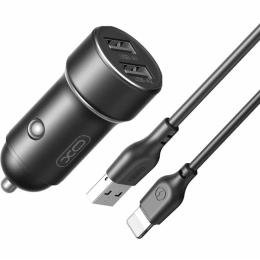 Автомобільний зарядний пристрій для телефона XO CC53 + Light Black
