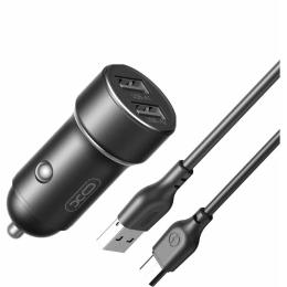 Автомобільний зарядний пристрій для телефона XO CC53 + MicroUSB Black