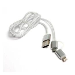 Дата-кабель PowerPlant KD00AS1290 1m USB(тато) - Lightning/microUSB(тато) Silver