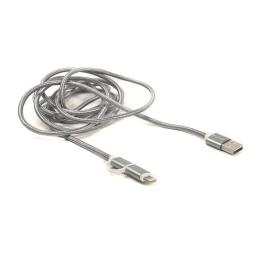 Дата-кабель PowerPlant CA910496 2m USB(тато) - Lightning/microUSB(тато) Dark Gray