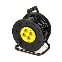 Мережевий фільтр PowerPlant PPRA10M500S4 Black 220v, 50 м, 4 розетки, на котушці