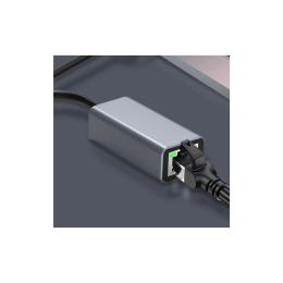 Перехідник Dynamode USB 3.0 Type-C (тато) - RJ-45 (мама) (DM-AD-GLAN-C) Dark Gray 1000/100 Мбит/с, чип RTL8153, 13 см