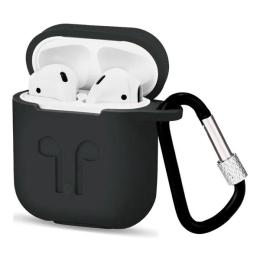 Чохол для навушників Infinity Apple AirPods (air pods) Silicon case with carabine Black
