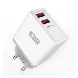 Мережевий зарядний пристрій для телефона XO L31 2USB 2.4A White Lightning USB