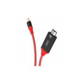 Відео-кабель XO GB006 Lightning (тато)  -  HDMI (тато), 2К, 1.8 м Red (8544429091)