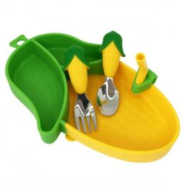Тарілка Mega Zayka Кукурудза Yellow з приборами (MGZ-0124)
