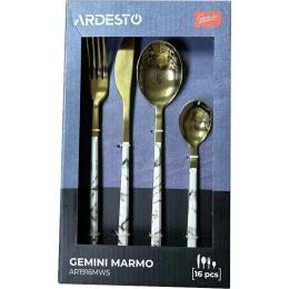 Набір столових приборів Ardesto Gemini Marmo AR1916MWS White Gold 16 приборів