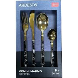 Набір столових приборів Ardesto Gemini Marmo AR1916MBS Black Gold 16 приборів