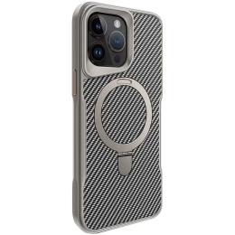 Чохол-накладка EpiK TPU + PC Metal Buttons with MagSafe Carbon Ring для Apple iPhone 15 Pro Max (6.7) Gray