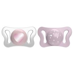 Пустушка Chicco Physioforma Micro (75126.11) Pink White силіконова від 0 до 2 місяців 2шт. (дівчинка)
