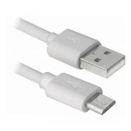 Дата-кабель Defender USB08-10BH 3m USB(тато) - microUSB(тато) White