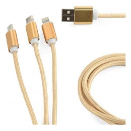 Дата-кабель Cablexpert CC-U 1m USB(тато) - Lightning/microUSB/USB Type C (тато) Gold