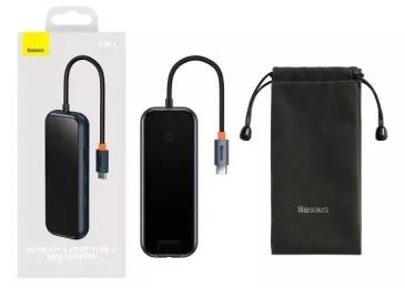 USB-хаб Baseus AcmeJoy 5-Port Type-C HUB Adapter Dark Gray (Type-C to USB3.0*2+USB2.0*1+Type-C PD&amp;Data *1+RJ45*1)