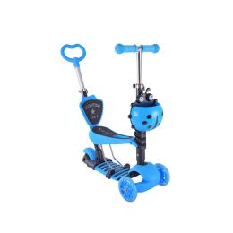 Самокат Bambi SC20139 Blue з батьківською ручкою, колеса що світяться