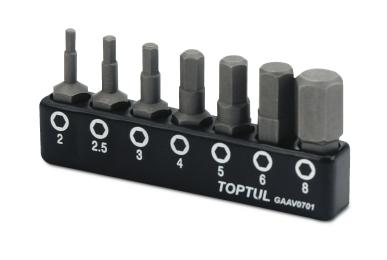 Набір біт TOPTUL Hex: 2, 2.5, 3, 4, 5, 6, 8mm (GAAV0701)