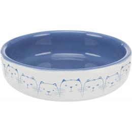 Миска для тварин Trixie Hello my little cat 15 см, 300 мл White Blue для котів короткомордих порід (24770)