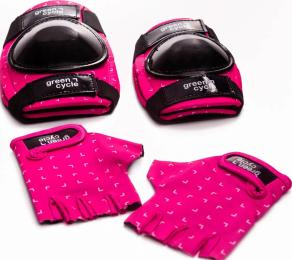 Захисні наколінники Green Cycle MIA Pink White + наколінники, рукавички (GUR-46-08)