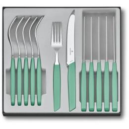 Набір столових приборів Victorinox Swiss Modern Table Set 12 шт Tomato Mint (6.9096.11W41.12)