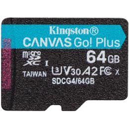 Карта памяті Kingston 64GB microSDXC сlass 10 UHS-I U3 V30 A2 Canvas Go Plus G4 (SDCG4/64GBSP)