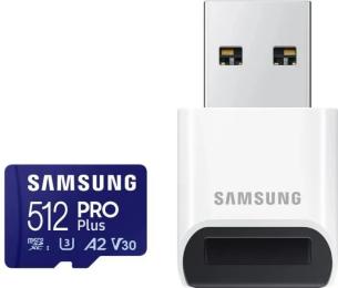 Карта памяті Samsung 512GB microSDXC class 10 UHS-I U3 V30 Pro Plus (MB-MD512SB/WW) White