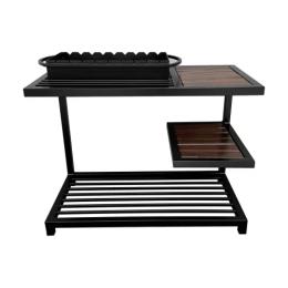 Мангал Україна ML9-4СP в стилі лофт на дровнику з полицей на 9 шампурів 4 мм