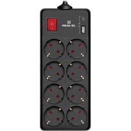 Мережевий фільтр REAL-EL RS-Protect 805 3м (EL122300043) Black