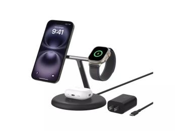 Бездротовий зарядний пристрій Belkin BoostCharge Pro 3-in-1 Magnetic Stand Qi2 (WIZ023ttBK) Black