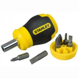 Викрутка Stanley Multibit Stubby Black Yellow + 6 насадок, укорочена