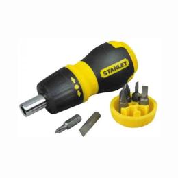 Викрутка Stanley Multibit Ratchet Stubby Black Yellow + 6 насадок, укорочена, реверсивна