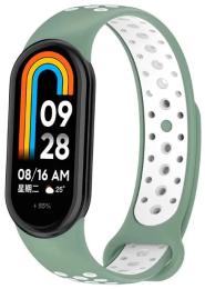 Ремінець для фітнес-браслету BeCover Vents Style для Xiaomi Mi Smart Band 8 Pine Green White (709420)