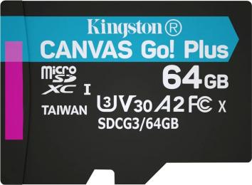 Карта памяті Kingston Canvas Go! Plus SDCG3/64GBSP Black 64GB microSD