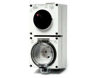Вимикач Voltronic IP65, AC: 250V, 16A Gray + розетка